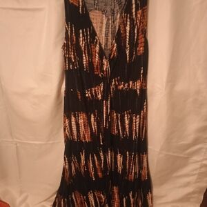 Dark Blue and Brown Tie-Dye Maxi Dress